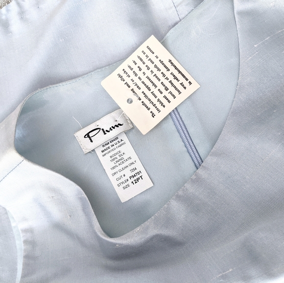 🇺🇸 Plum 100% Silk Beaded Dress Ice Blue Made In USA - Picture 6 of 8